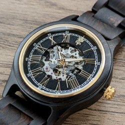 【木製腕時計】EINBAND Frieden Ebony Wood エボニーウッド 自動巻き木製腕時計 40mm 5枚目の画像