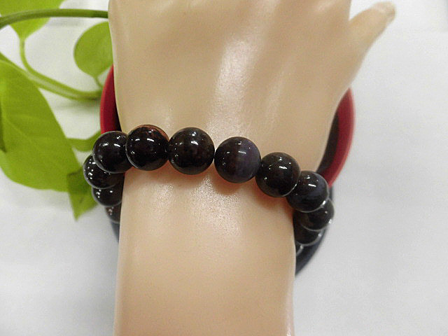 天然石 スギライト10.8～11.0mm玉ブレスレット 内周：約18.2cm      240101277