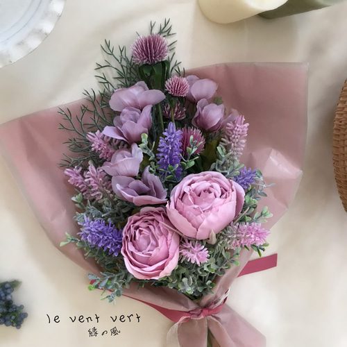 きょん太様　purple pink tropical Bouquet　造花ブーケ きょん太様purple pink tropical Bouquet造花ブーケ