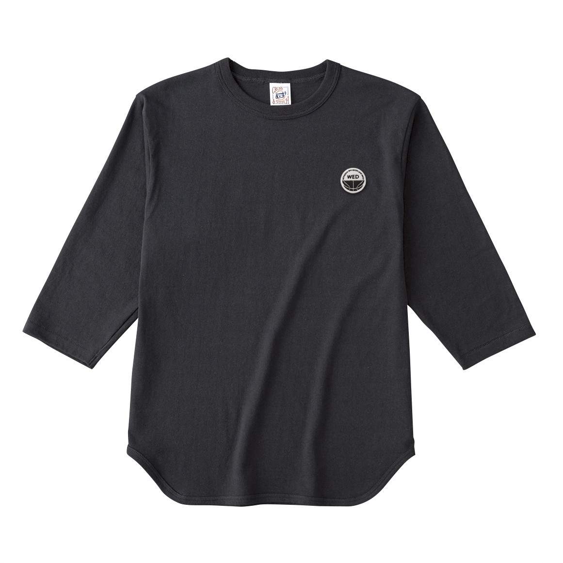 3/4スリーブBBTシャツ【ブラック】 刺繍ワッペン WEDNESDAY GYM HOOPS JUMP SWISH