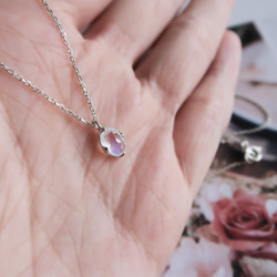 925純銀 月光石 橢圓形 角面鑽 項鍊 鎖骨鍊 長鍊 免費送禮包裝 第5張的照片