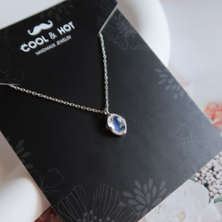 925純銀 月光石 橢圓形 角面鑽 項鍊 鎖骨鍊 長鍊 免費送禮包裝 第9張的照片