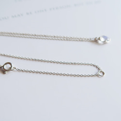 925純銀 月光石 橢圓形 角面鑽 項鍊 鎖骨鍊 長鍊 免費送禮包裝 第7張的照片