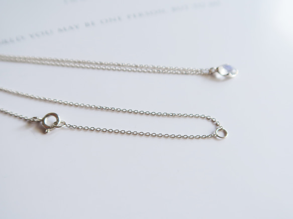 925純銀 月光石 橢圓形 角面鑽 項鍊 鎖骨鍊 長鍊 免費送禮包裝 第7張的照片