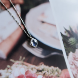 925純銀 月光石 橢圓形 角面鑽 項鍊 鎖骨鍊 長鍊 免費送禮包裝 第4張的照片