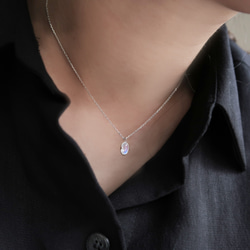 925純銀 月光石 橢圓形 角面鑽 項鍊 鎖骨鍊 長鍊 免費送禮包裝 第11張的照片