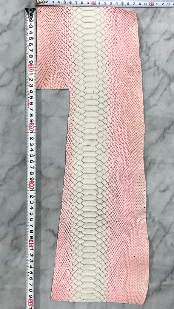 パイソン　ヘビ革　ピンク×ホワイトグラデーション3ピースセット_P116 5枚目の画像