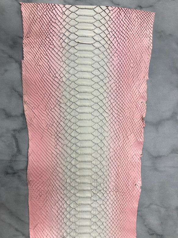 パイソン　ヘビ革　ピンク×ホワイトグラデーション3ピースセット_P116 6枚目の画像