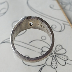 ヴィンテージ　エナメル薔薇の指輪（スターリングシルバー製）12号 4枚目の画像