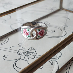 ヴィンテージ　エナメル薔薇の指輪（スターリングシルバー製）12号 3枚目の画像