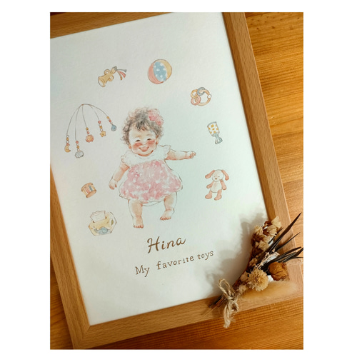 なーちゃん 似顔絵 ギフト制作 額付き] 似顔絵 2名分 [似顔絵検定1級似顔絵師「ようこり」] M