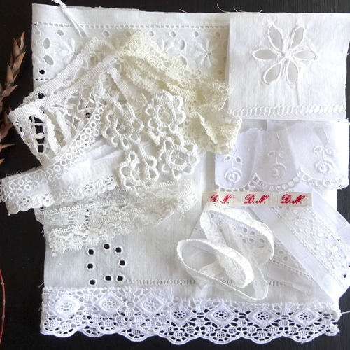 14点 フランス アンティーク レース 刺繍セット 創作品 素材 