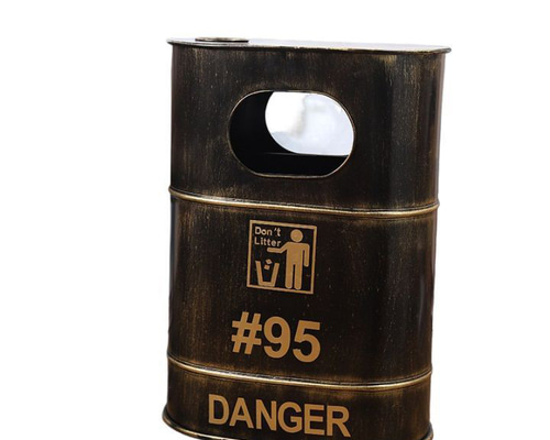 ダストボックス ゴミ箱 楕円形 ブロンズ ドラム缶型 アメリカンレトロ