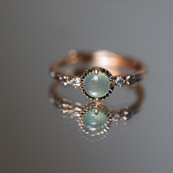 SR4-105 氷種 グレー緑 天然 本翡翠 リング 指輪 フリーサイズ 金属