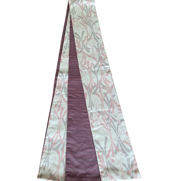 採用捆綁的 Noshi Ayami Oshima Kasuri 和 Oshima Tsumugi 幾何圖案灰紫色製成。成人軍用腰 第9張的照片