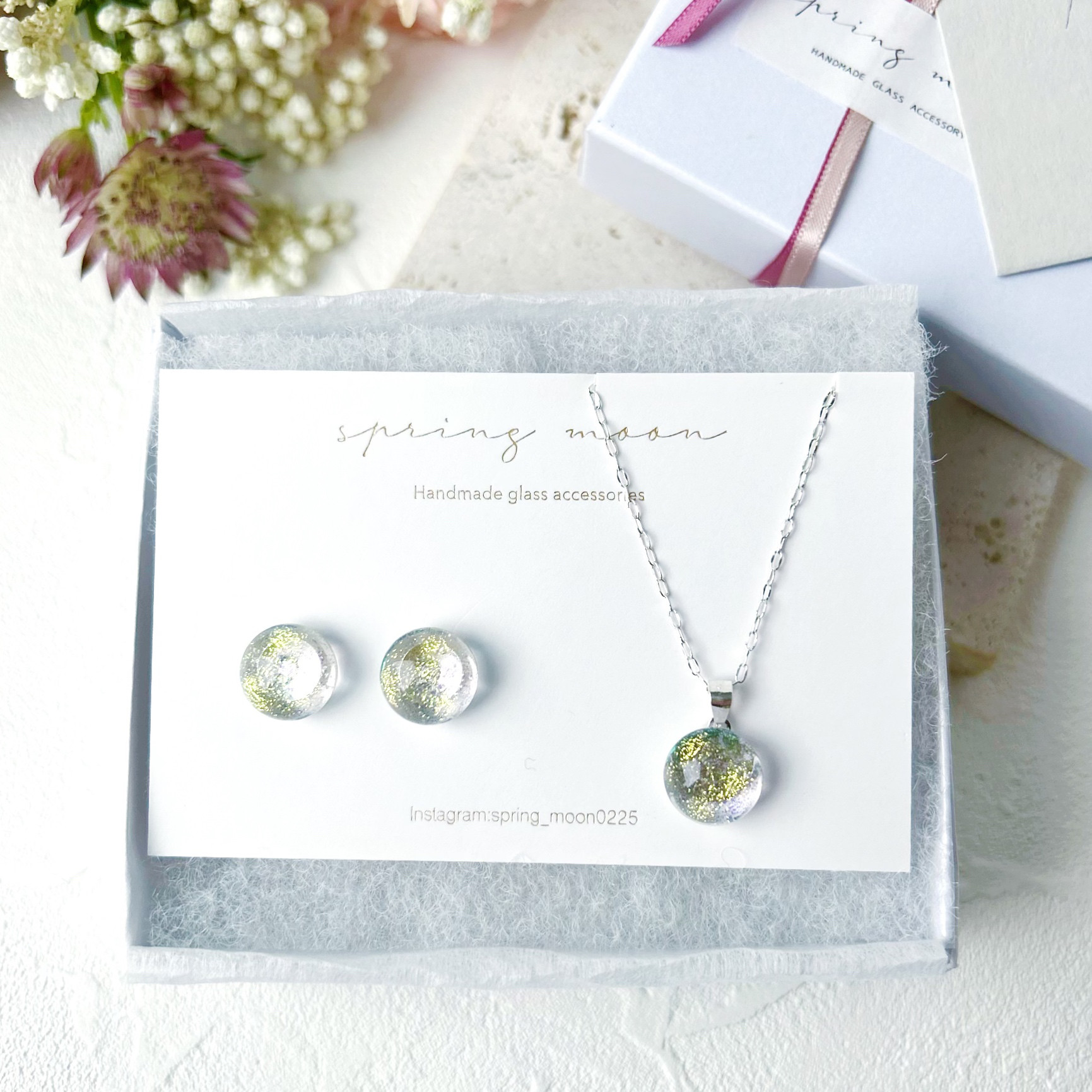 ギフトBOX✴︎silver925ガラスアクセサリーセット