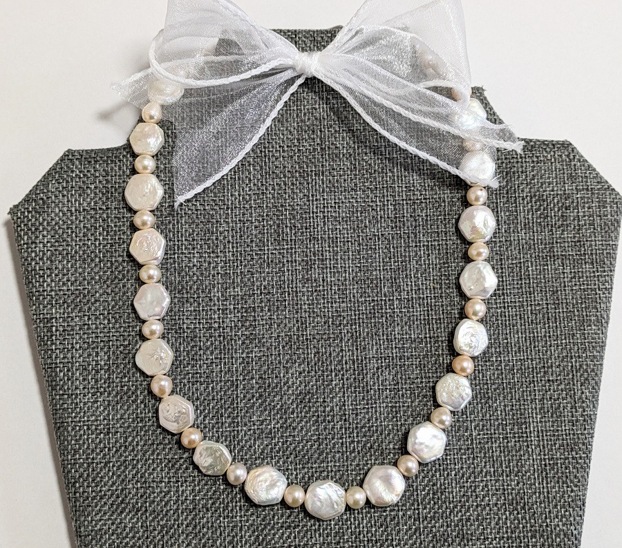 珍しい形！　六角形パールネックレス　母の日、オフィス、お出かけ、カジュアル　プレゼント 5,032円