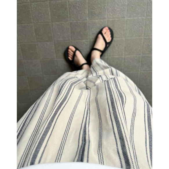 選擇您的形狀、長度和尺寸❣️RATA❤️2 種褲子❤️優雅而少女❤️條紋❤️優質材料❤️粗亞麻混紡 第11張的照片