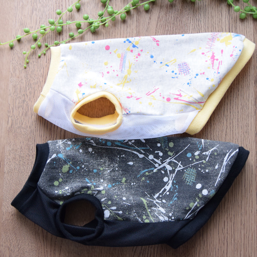 犬服 スプラッシュ柄お腹側メッシュタンクトップ 夏服 ペット服