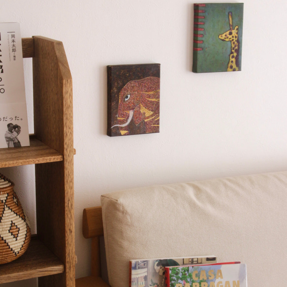 【象】壁掛けのできる小さな絵画 F0サイズ 絵 ジクレー版画 キャンバス アート インテリア 7枚目の画像