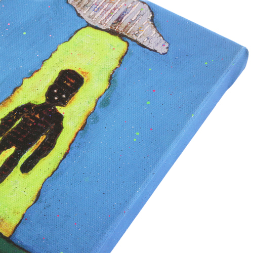 宇宙人002】壁掛けのできる小さな絵画 F0サイズ 絵 ジクレー版画