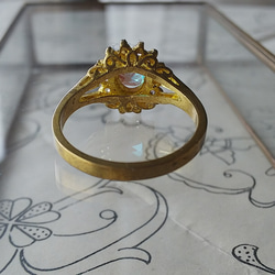 アンティークサフィレット（6.5㎜）クラシカル真鍮指輪（20号） 5枚目の画像