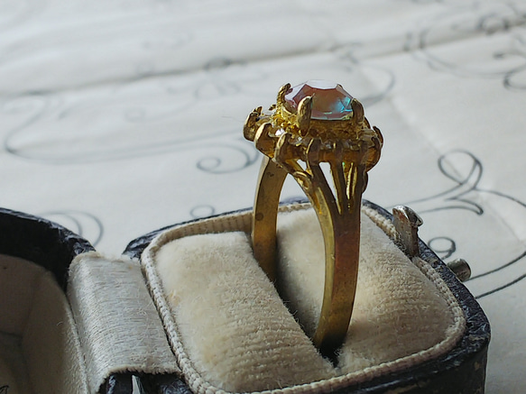アンティークサフィレット（6.5㎜）クラシカル真鍮指輪（20号） 3枚目の画像