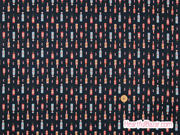 USAコットン(110×50) COTTON+STEEL MINI MARKET ホットソース ネイビー 2枚目の画像