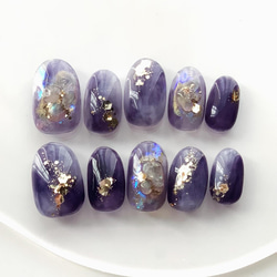 ネイルチップ（36）つけ爪 ニュアンス 青 ブルー 紫 パープル 成人式
