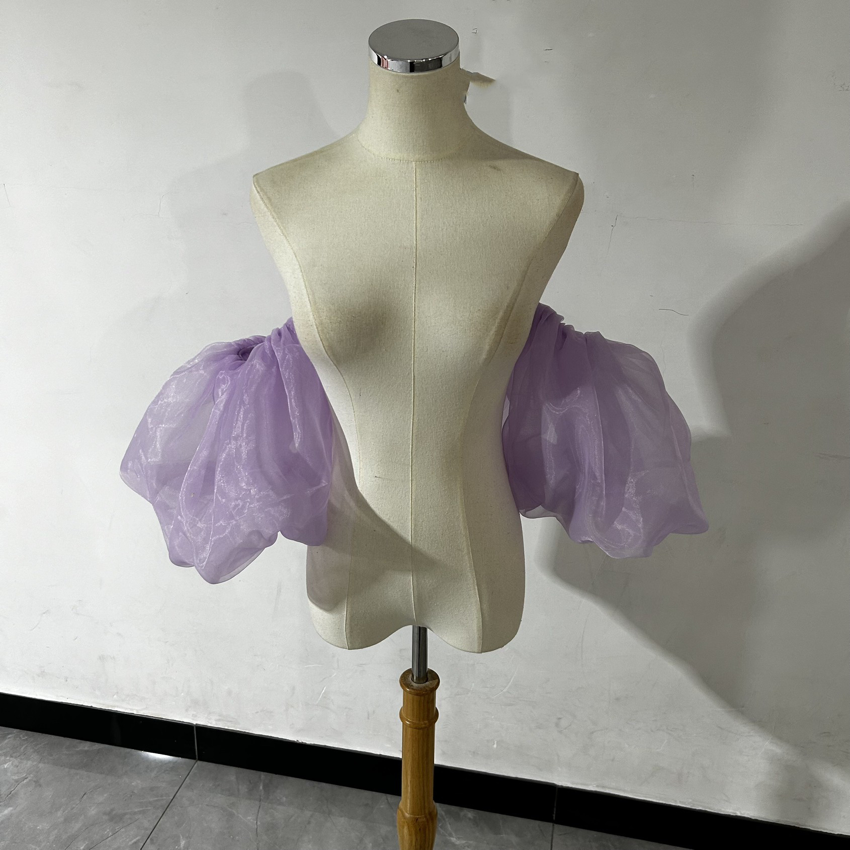 送料無料！大人気上昇 紫 取り外し袖 ホワイト ショルダーの付け袖 パフスリーブ オーダー可能