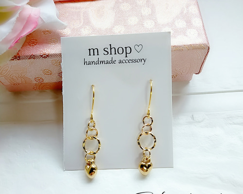 ハート ハンドメイドピアス ピアス（フック・チェーン） m shop
