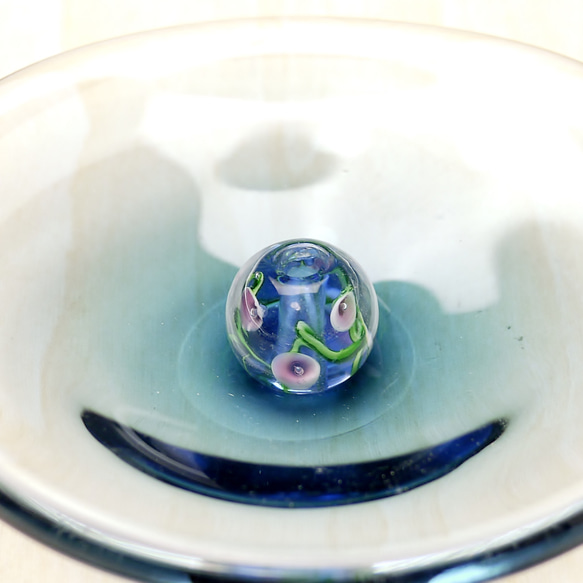 プレーン皿香立　とんぼ玉（シアンブルー） 2枚目の画像
