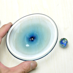 プレーン皿香立　とんぼ玉（シアンブルー） 5枚目の画像