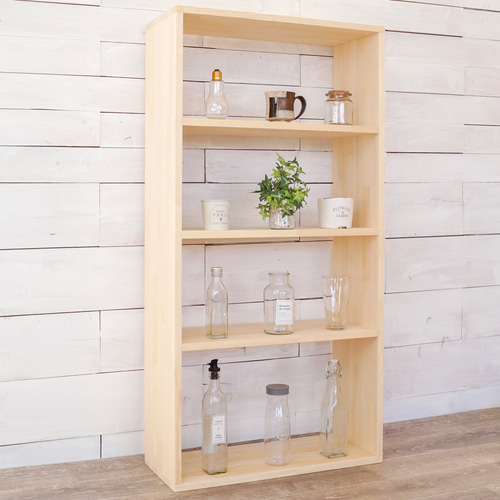 ④オープンシェルフ 4段 【受注】ナチュラル他24色 縦120横60奥26 棚