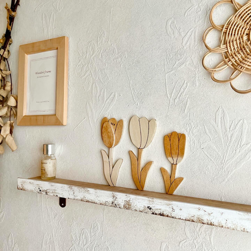 壁にぺたり♪チューリップ【木製】ウォールステッカー /壁飾り