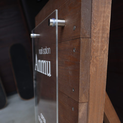 オーダーメイド木製イーゼル製作します　QRコードスタンド　A4アクリル板　ロゴ　サロン　カフェ　おしゃれ 6枚目の画像