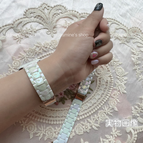 Apple Watch オーロラクリアバンド 樹脂製クリアベルト ホワイト 白