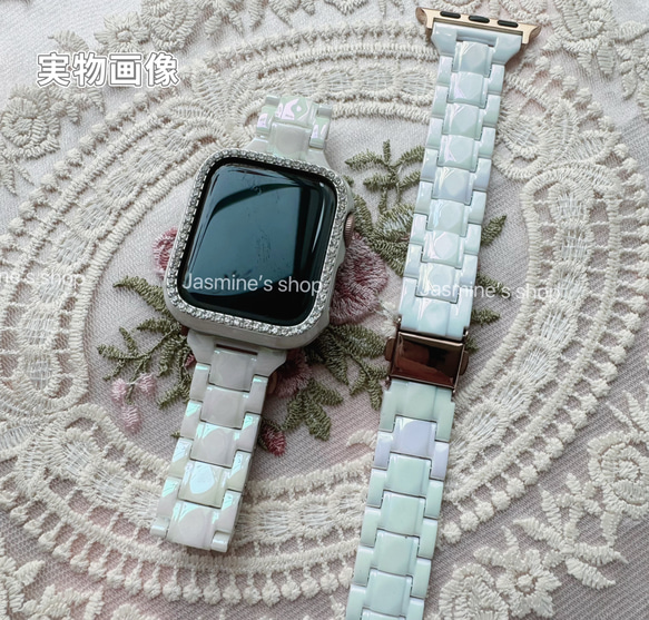 Apple Watch オーロラクリアバンド　樹脂製クリアベルト　ホワイト　白 6枚目の画像