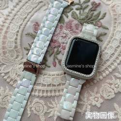 Apple Watch オーロラクリアバンド　樹脂製クリアベルト　ホワイト　白 8枚目の画像