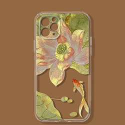 【第二点半額】iPhone スマホケース　蓮華　花　プレゼント フレキシパン 1枚目の画像