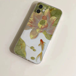 【第二点半額】iPhone スマホケース　蓮華　花　プレゼント フレキシパン 2枚目の画像