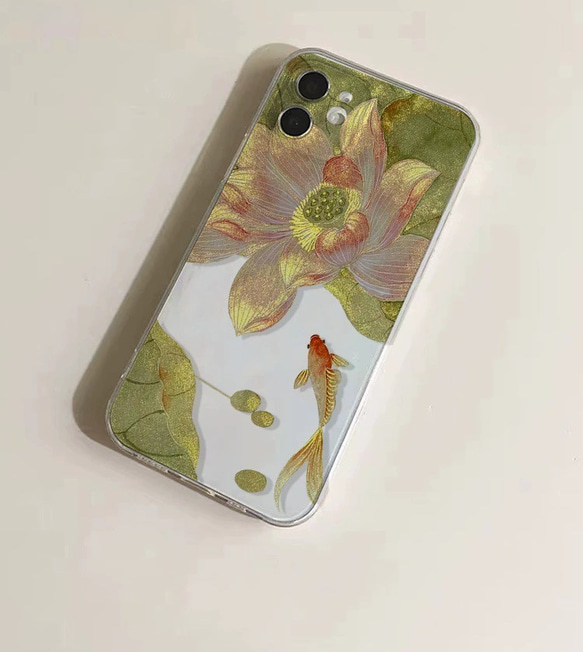 【第二点半額】iPhone スマホケース　蓮華　花　プレゼント フレキシパン 2枚目の画像