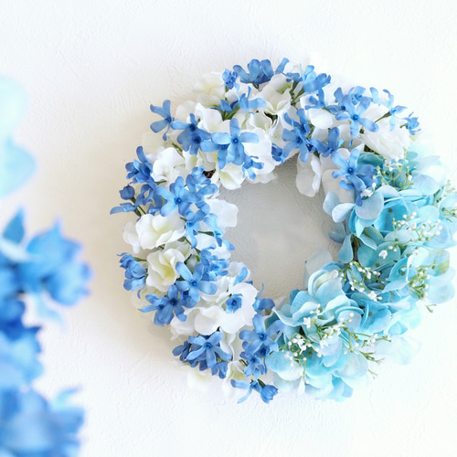ドライフラワーのオーバルリース　Blue Wreath Hydrangea Wreath / Ocean Blue リース FLOWER STUDIO J. 通販