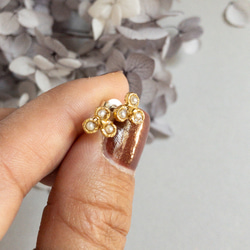 小種子珍珠花朵耳環 K18 鍍黃銅 第8張的照片
