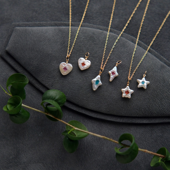 picnic：淡水パールと天然石のネックレスチャーム ネックレス