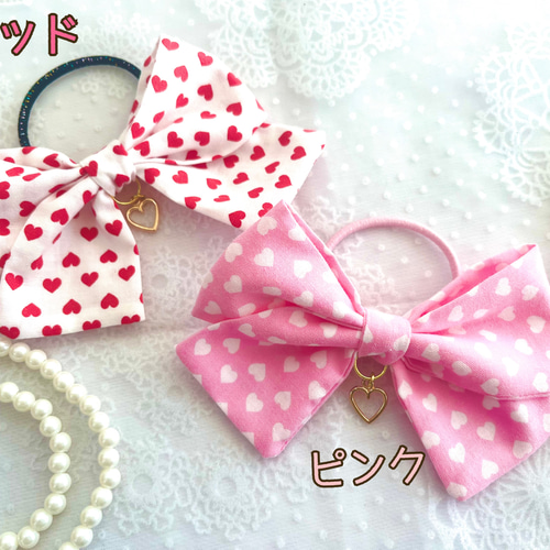 T-529】クリスマスカラーヘアリボン キッズリボン ヘアゴム