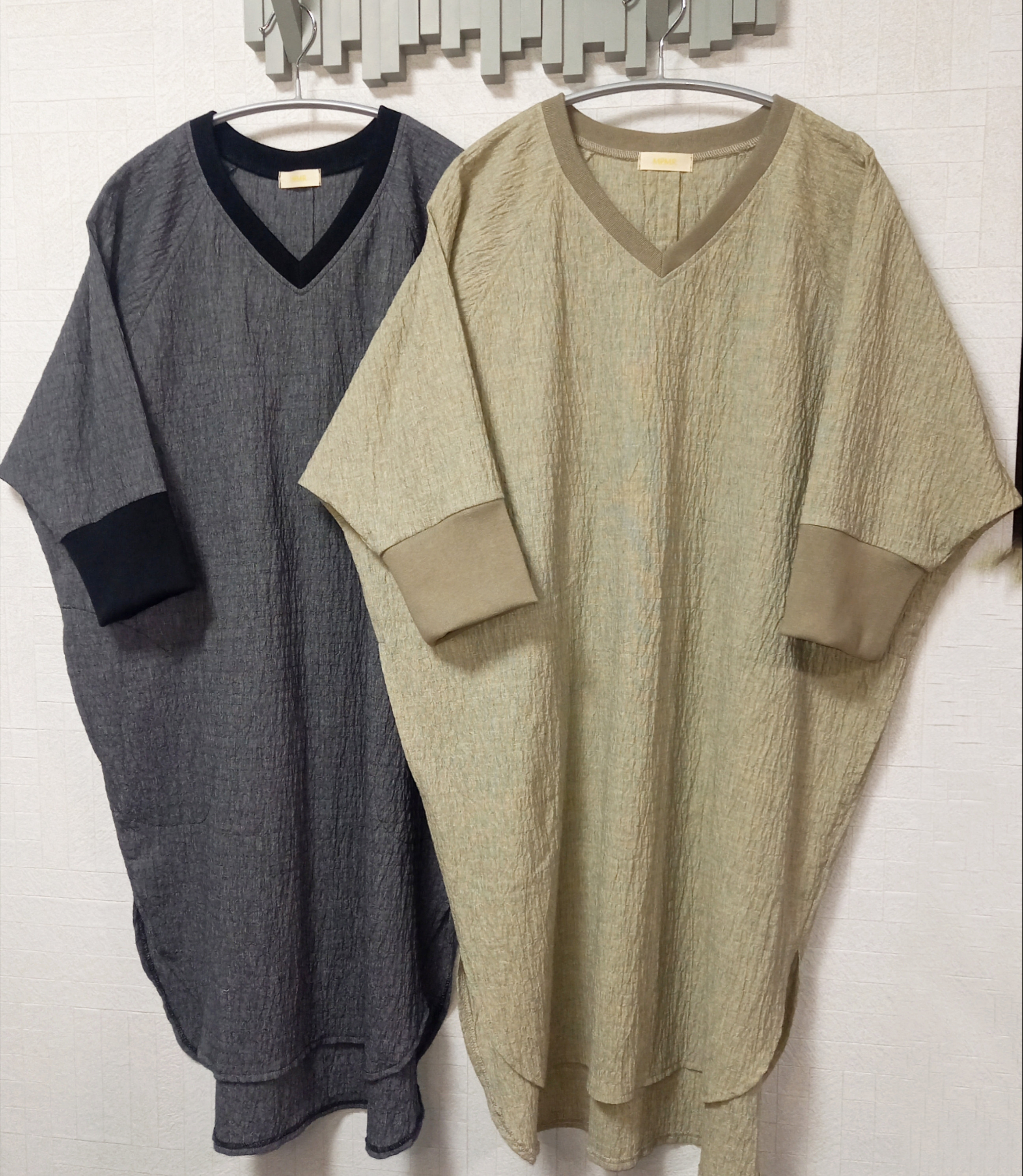 ビッグサイズ　綿シャーリングとリブ地のコンビTブラウス 5,840円