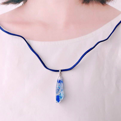No.1553】UVレジン 鉱石風 ネックレス(ブルー) ネックレス No.1553】UVレジン 鉱石風 ネックレス(ブルー) ネックレス