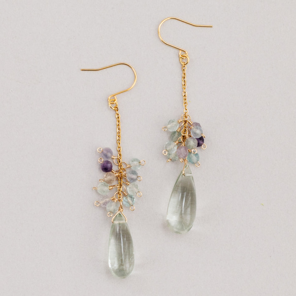 グリーンアメシスト フローライト ピアス イヤリング ピアスチャーム 