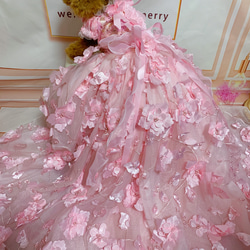 犬猫うさちゃん服　お花満開ピンク色ドレス 13枚目の画像